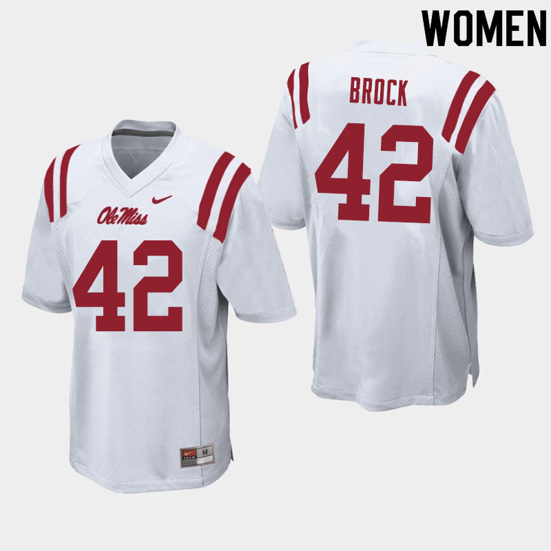 Women #42 Brooks Brock Ole Miss Rebels College Football Jerseys Sale-White